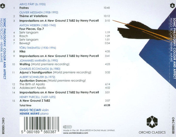 Hugo Ticciati, Henrik Måwe : Sonic Philosophy: Colour And Affect (CD, Album)