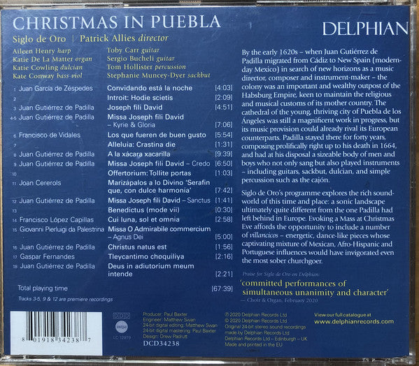 Juan Gutiérrez De Padilla | Siglo De Oro, Patrick Allies : Christmas In Puebla (CD, Album)