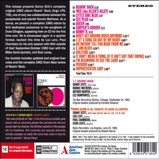 Sonny Stitt : Rearin' Back + Tribute To Duke Ellington (CD, Comp)