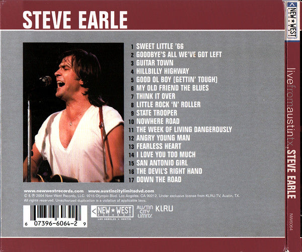 Steve Earle : Live From Austin TX (CD, Album, Dig)