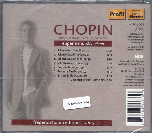 Frédéric Chopin, Eugene Mursky : Scherzi, Fantasie, Berceuse, Barcarolle (CD, Album)