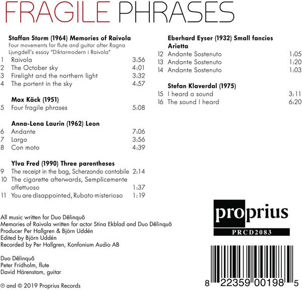Duo Dēlinquō : Fragile Phrases (CD, Album)