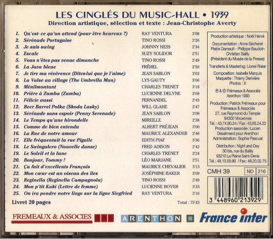 Various : Les Cinglés Du Music-Hall - 1939 (CD, Comp)