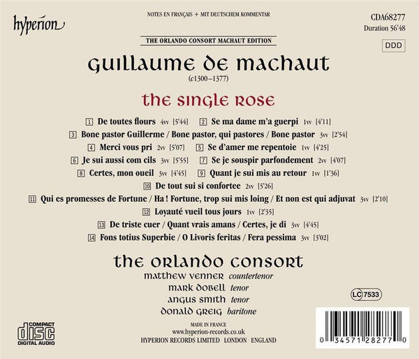 Guillaume de Machaut - Orlando Consort : The Single Rose (CD, Album)