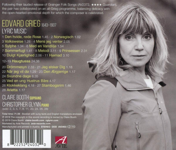 Edvard Grieg, Claire Booth, Christopher Glynn : Lyric Music (CD, Album)