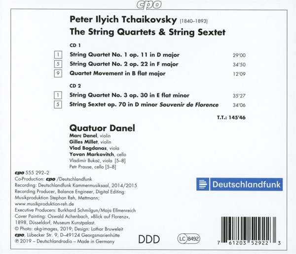 Pyotr Ilyich Tchaikovsky, Quatuor Danel : Complete String Quartets; Sting Sextet (2xCD, Album)