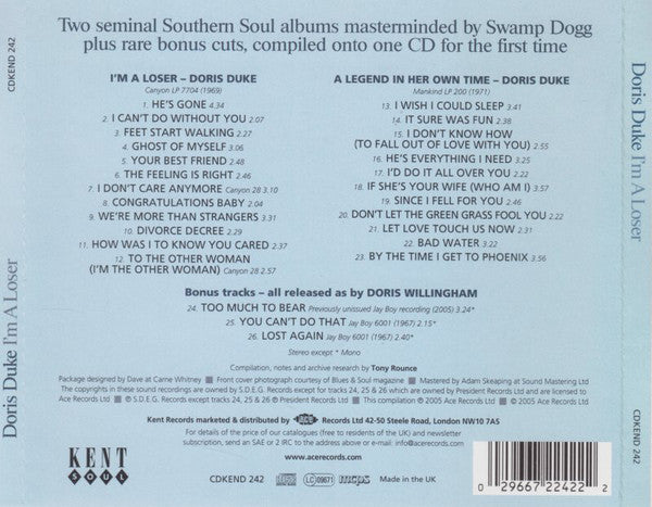 Doris Duke : I'm A Loser (The Swamp Dogg Sessions... And More) (CD, Album, Comp)