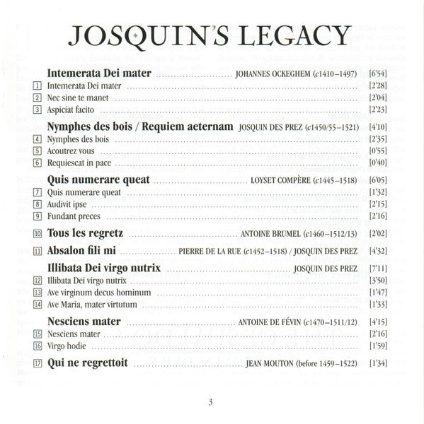 The Gesualdo Six / Owain Park : Josquin's Legacy (CD)