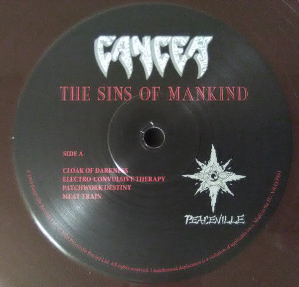 Cancer (3) : The Sins Of Mankind (LP, Album, Ltd, RE, Mah)
