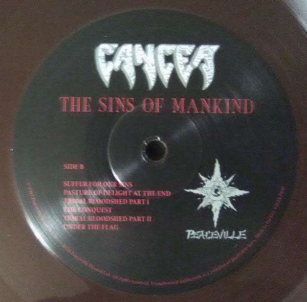 Cancer (3) : The Sins Of Mankind (LP, Album, Ltd, RE, Mah)