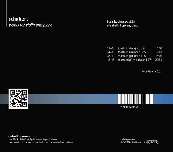 Franz Schubert, Boris Kucharsky, Elizabeth Hopkins (3) : Works for Violin and Piano (CD, Album)