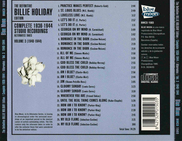 Billie Holiday :  Complete 1938-1944 Studio Recordings / Alternate Takes - Volume 3 - 1940-1944 (CD, Comp)