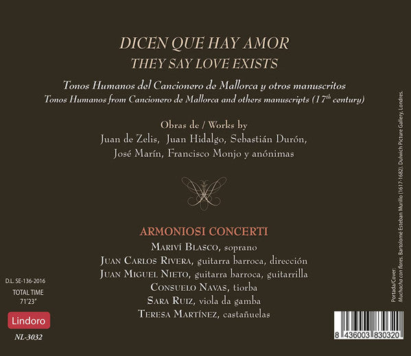 Armoniosi Concerti, Juan Carlos Rivera, Mariví Blasco : Dicen Que Hay Amor (Tonos Humanos Del Cancioniero De Mallorca Y Otros Manuscritos) (CD, Album)