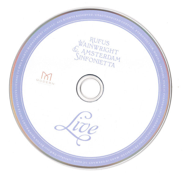 Rufus Wainwright & Amsterdam Sinfonietta : Rufus Wainwright & Amsterdam Sinfonietta Live (CD, Album)