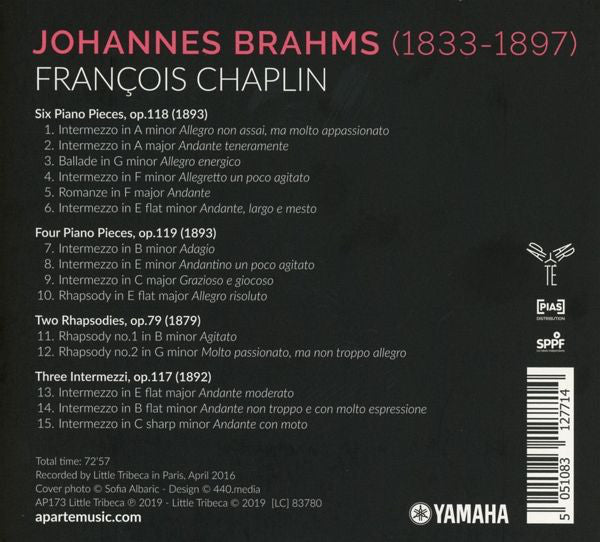 Johannes Brahms, François Chaplin : Intermezzi, Rhapsodies  (CD, Album)