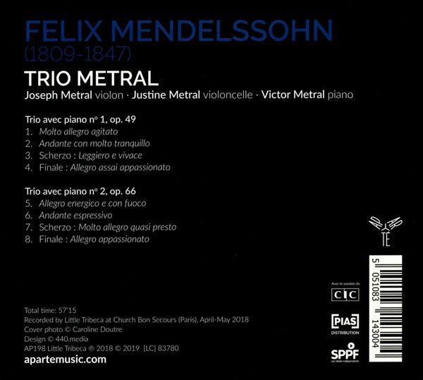 Felix Mendelssohn-Bartholdy, Trio Métral : Piano Trios (CD, Album)