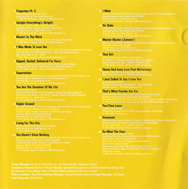 Stevie Wonder : Number Ones (CD, Comp, RM, Sup)