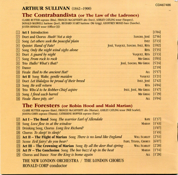 Sir Arthur Sullivan : The Contrabandista, The Foresters (CD)