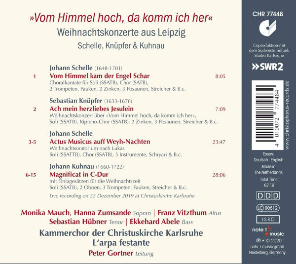 Chor Der Christuskirche Karlsruhe, Barockorchester L'Arpa Festante, Peter Gortner, Johann Schelle, Sebastian Knüpfer & Johann Kuhnau : "Vom Himmel Hoch Da Komm Ich Her" - Weihnachtskonzerte Aus Leipzig (CD)