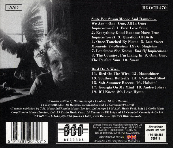 Tim Hardin : Suite For Susan Moore And Damion - We Are - One, One, All In One/ Bird On A Wire (CD, Comp)