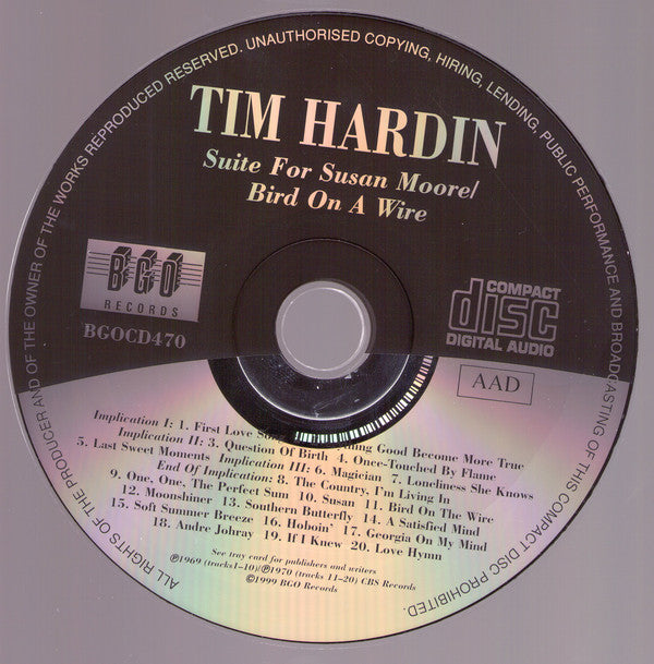 Tim Hardin : Suite For Susan Moore And Damion - We Are - One, One, All In One/ Bird On A Wire (CD, Comp)