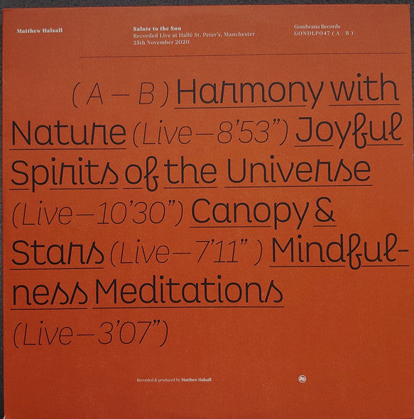 Matthew Halsall : Salute To The Sun (Live At Hallé St. Peter's) (LP + LP, S/Sided + Album, Ltd)