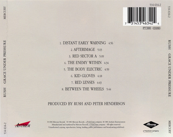 Rush : Grace Under Pressure (CD, Album, RE, RM, UM&)