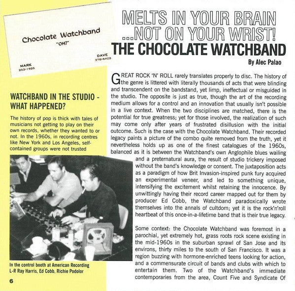 The Chocolate Watchband : Melts In Your Brain...Not On Your Wrist! (2xCD, Comp)