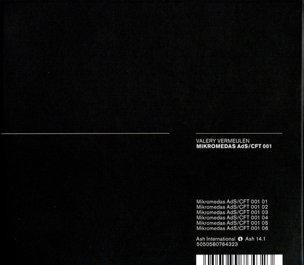Valery Vermeulen : Mikromedas AdS​/​CFT 001 (CD, Album, Ltd)