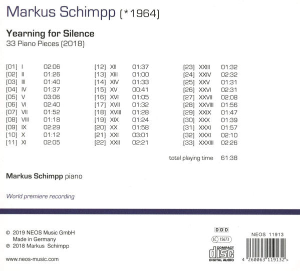 Markus Schimpp : Yearning For Silence (CD, Album)