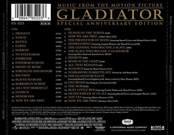 Hans Zimmer And Lisa Gerrard : Gladiator: Music From The Motion Picture - Special Anniversary Edition (CD, Album, RE + CD, Album, Enh, RE + Comp)