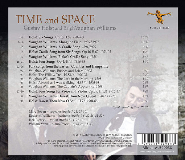 Gustav Holst And Ralph Vaughan Williams, Mary Bevan, Roderick Williams (3), William Vann, Jack Liebeck : Time And Space (CD, Album)