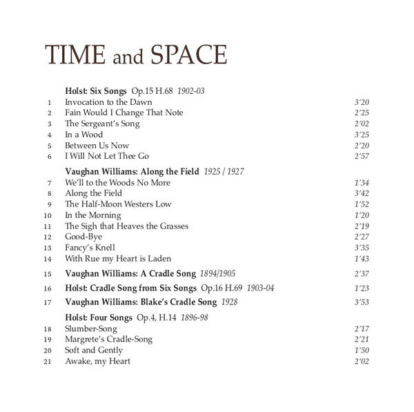 Gustav Holst And Ralph Vaughan Williams, Mary Bevan, Roderick Williams (3), William Vann, Jack Liebeck : Time And Space (CD, Album)
