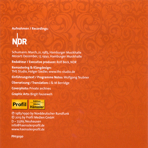 Robert Schumann / Wolfgang Amadeus Mozart - Gerhard Oppitz, NDR Sinfonieorchester, Günter Wand : Concerto For Piano And Orchestra A Minor Op. 54 / Symphony No. 40 G Minor K550 (CD, Comp, RM)