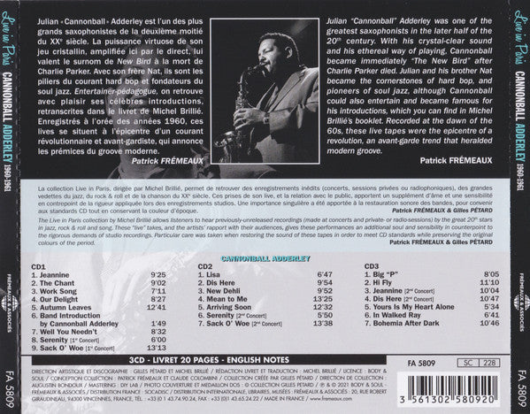 Cannonball Adderley : Live in Paris 1960-1961 (3xCD, Album)