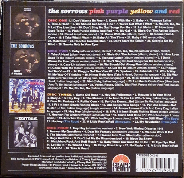 The Sorrows : Pink Purple Yellow And Red The Complete Sorrows (CD, Comp, Mono, RM + CD, Album, Mono, RE, RM + CD,)