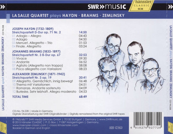 Lasalle Quartet : Plays Haydn, Brahms, Zemlinsky (CD, Album)