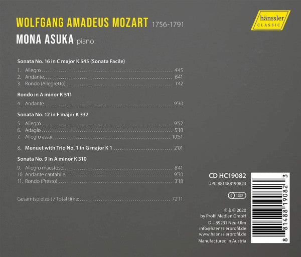 Wolfgang Amadeus Mozart, Mona Asuka Ott : Piano Works (CD, Album)