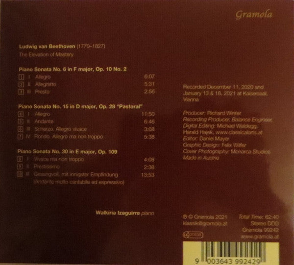 Walkiria Izaguirre : Ludwig van Beethoven Piano Sonatas Nos. 6, 15 & 30 (CD + File, MP3, WAV)