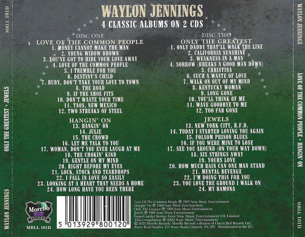 Waylon Jennings : Love Of The Common People + Hangin' On + Only The Greatest + Jewels (2xCD, Comp)