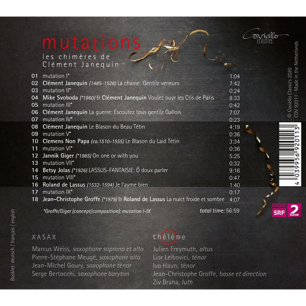 Xasax, Thélème, Jean-Christophe Groffe : Mutations: Les Chimères de Clément Janequin (CD)