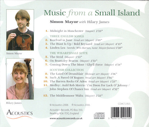 Simon Mayor With Hilary James (2) : Music From A Small Island (CD, Album)