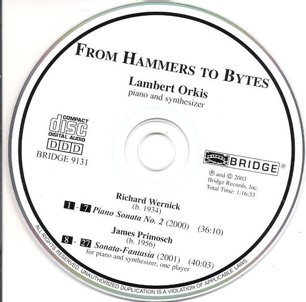 Lambert Orkis : From Hammers To Bytes (CD)