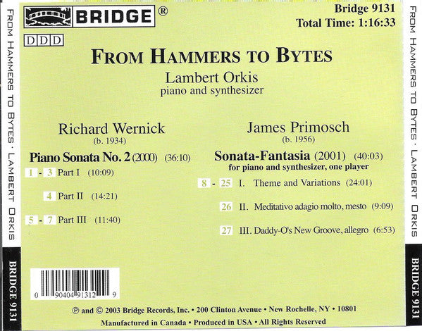 Lambert Orkis : From Hammers To Bytes (CD)