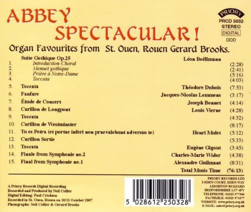 Gerard Brooks : Abbey Spectacular! (Organ Favourites From St. Ouen, Rouen) (CDr)