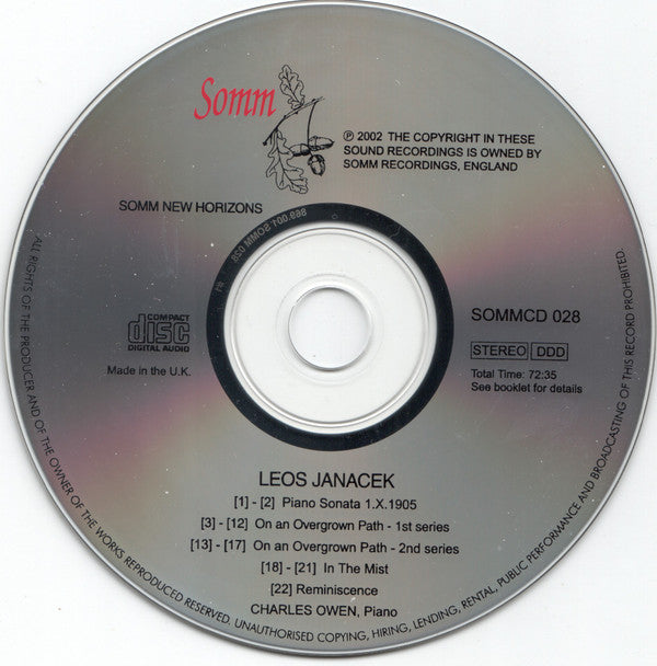Leoš Janáček, Charles Owen (2) : Piano Music:  Sonata I.X.1905, On An Overgrown Path, In The Mist, Reminiscence (CD, Album)