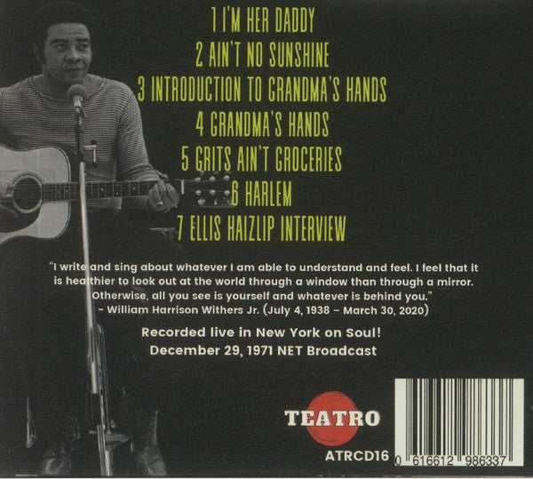 Bill Withers : Don't You Run So Fast (New York '71) (CD, Unofficial, Gat)