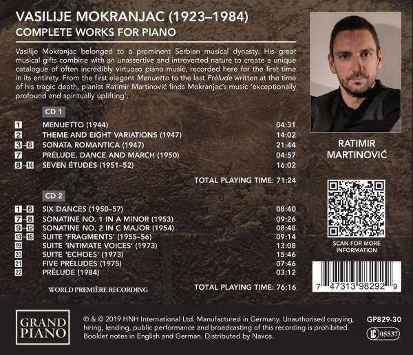 Vasilije Mokranjac, Ratimir Martinović : Complete Piano Works (2xCD, Album)