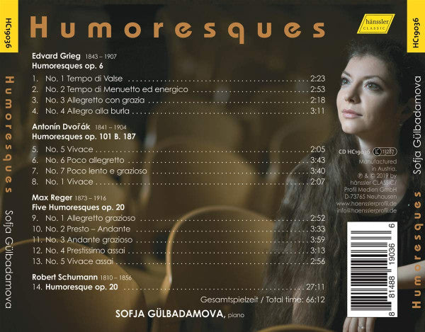 Robert Schumann, Antonín Dvořák, Max Reger, Edvard Grieg, Sofja Gülbadamova : Humoresques (CD, Album)