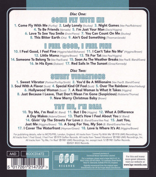 Bobby Bland : Come Fly With Me / I Feel Good, I Feel Fine / Sweet Vibrations / Try Me, I'm Real (2xCD, Comp, RE, RM)